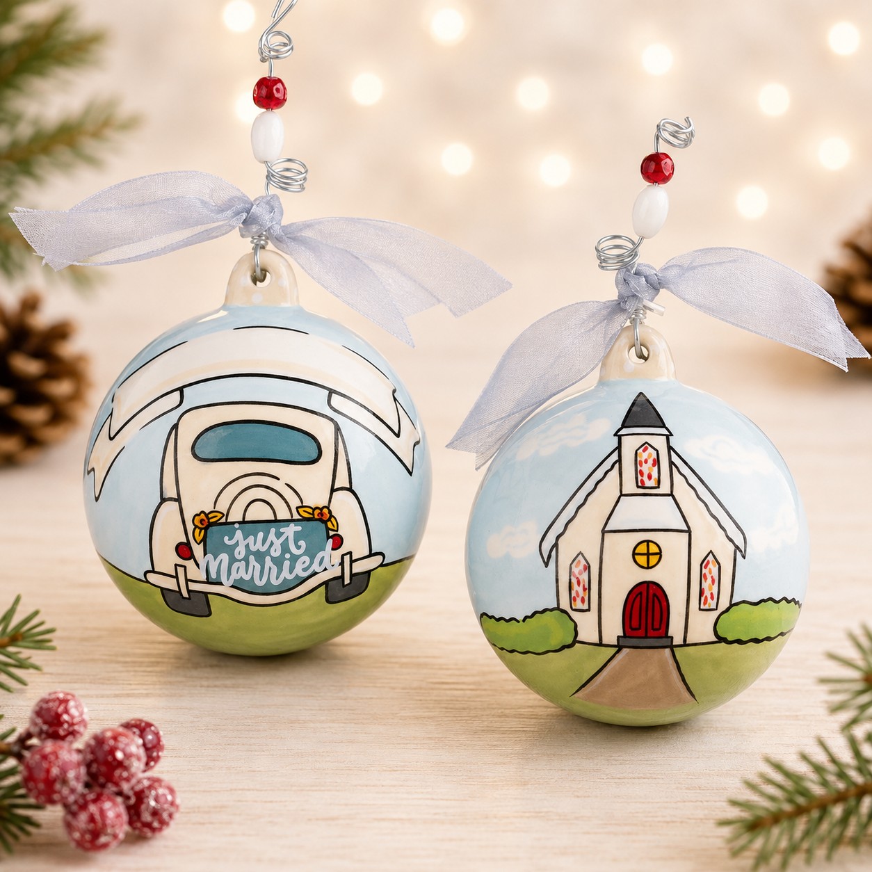 Just Married Church Ornament